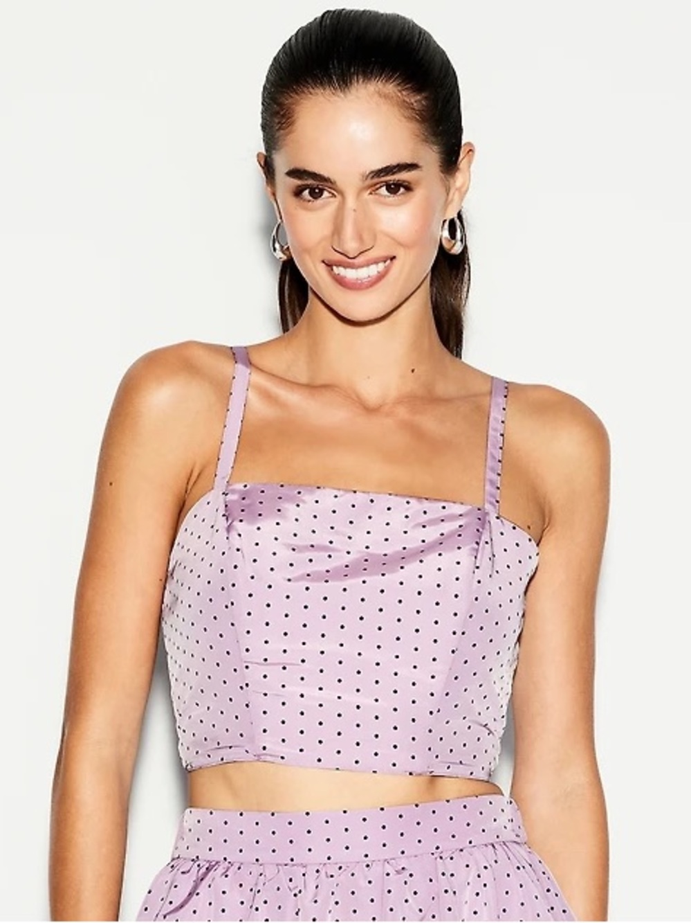 NWT Old Navy The Occasion Women’s Lavender Polka Dot Cropped Smocked Tank Top 🦑